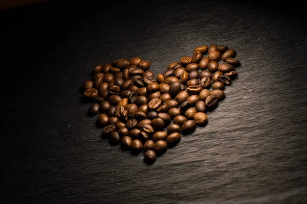 Chicchi Caffè Forma Cuore — Foto Stock