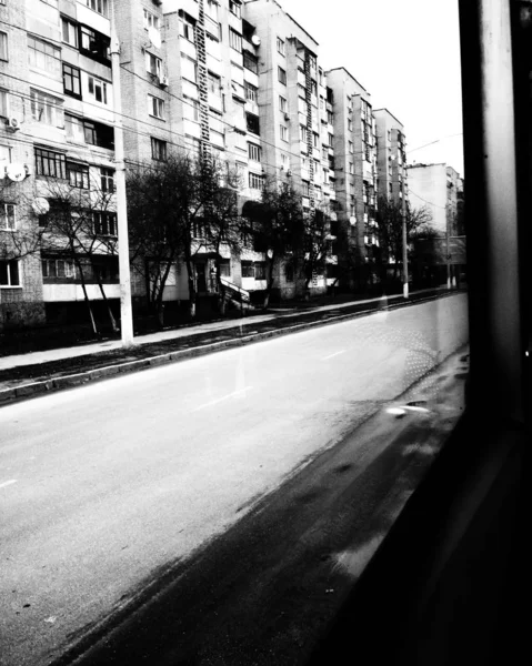 Black White Photo Gloomy City — Stock Photo, Image