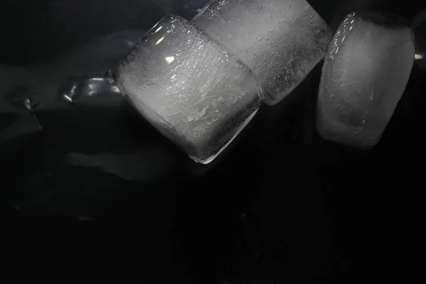 Ice Cubes Black Background — Stock Photo, Image
