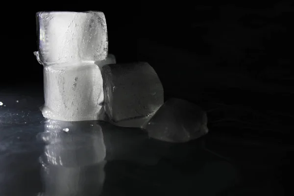 Ice Cubes Black Background — Stock Photo, Image