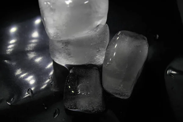 Ice Cubes Black Background — Stock Photo, Image