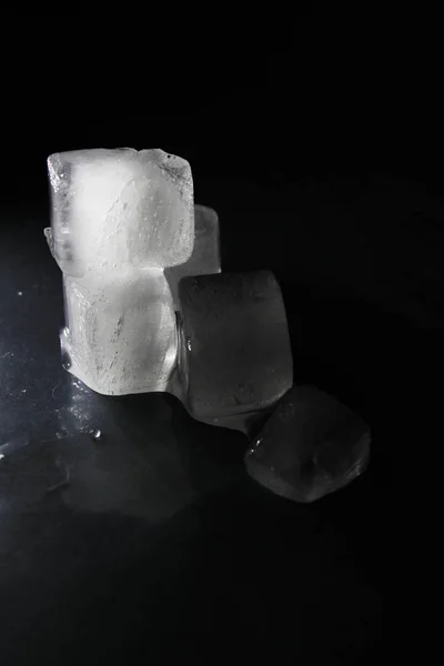 Ice Cubes Black Background — Stock Photo, Image