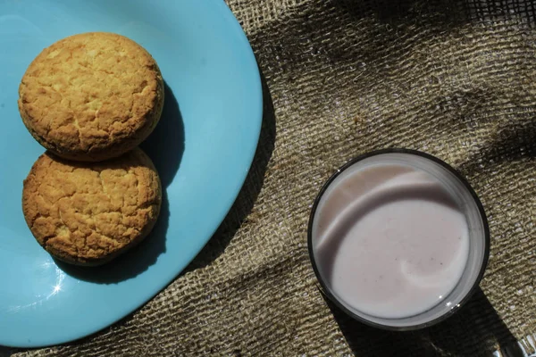 Galletas Plato Azul — Foto de Stock