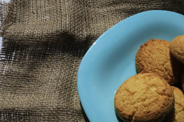 Cookies Blue Plate — Stock Photo, Image