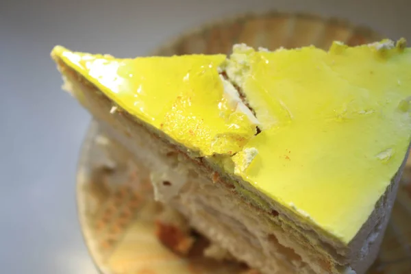 Pezzo Torta Limone Sul Piatto — Foto Stock