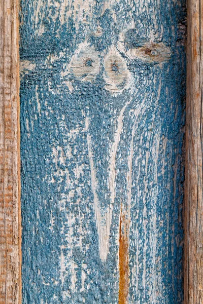 Stara Popękana Niebieska Farba Drewnianej Desce — Zdjęcie stockowe