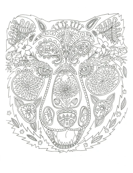 Wolf coloring page ink art hand drawn illustration