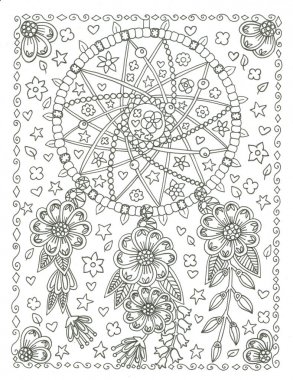 Dream Catcher boyama sayfası ücretsiz el çizilmiş mürekkep illüstrasyon