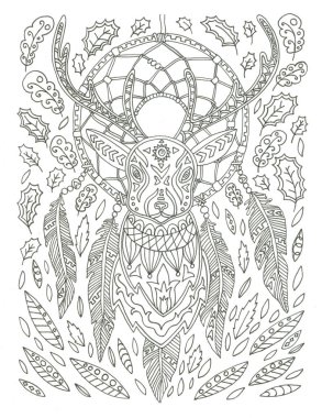 Dream Catcher boyama sayfası ücretsiz el çizilmiş mürekkep illüstrasyon