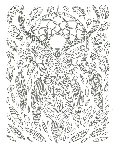 Dream Catcher boyama sayfası ücretsiz el çizilmiş mürekkep illüstrasyon