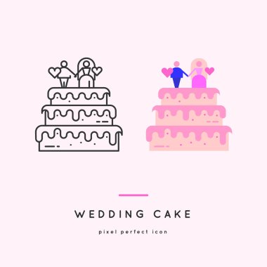 İki stil varyasyonları Düğün pastası Line Simgeler