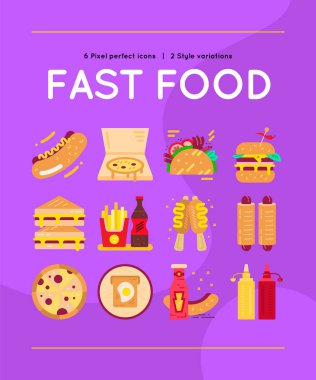 Fast Food Line Simgeler iki stil varyasyonları