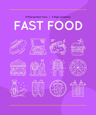 Fast Food Line Simgeler iki stil varyasyonları