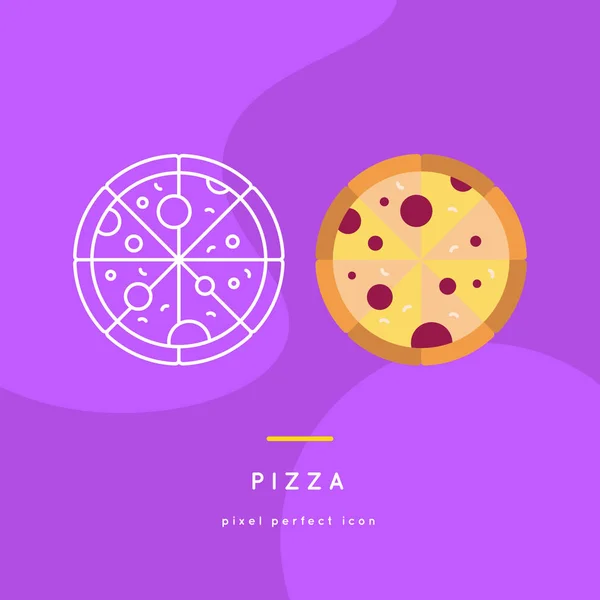 Ligne Restauration Rapide Icônes Pizza — Image vectorielle