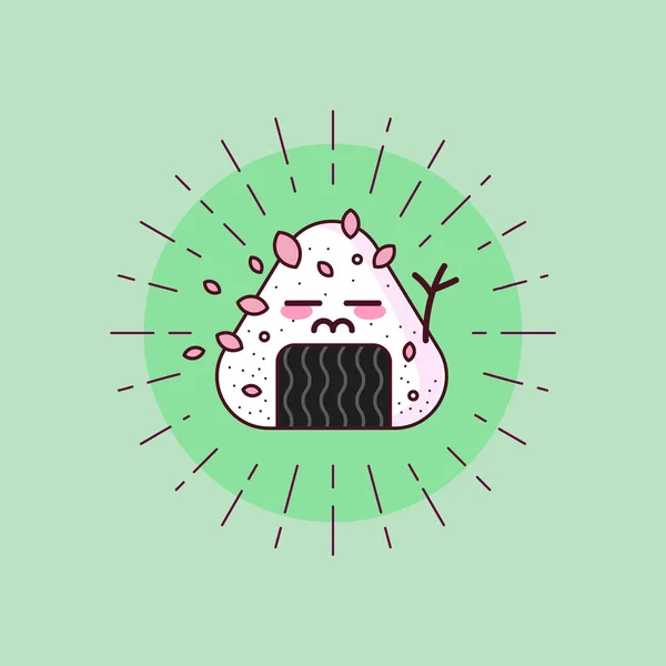 Sushi Onigiri Line Color Icons Plat Japonais Kawaii Ensemble Vecteurs — Image vectorielle