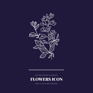 Soyut Çiçek Vektör İşaretleri veya Logo Şablonları. Klasik tipografi ile Retro Floral Illustration. Kadın logosu. Çiçekçi, fotoğrafçı, moda blogcusu, tasarım stüdyosu için Modern Logo Şablonu.