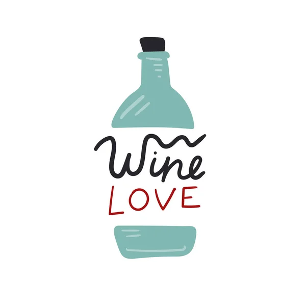 Vino Ama Texto Letras Ilustración Vectorial Aislada Cartel Tipografía Colores — Vector de stock