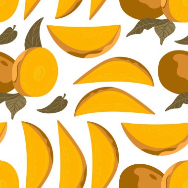 Mango vektör çizimleri. Kusursuz bir arka plan. Moda, iç mekan, kapak veya tekstil için İskandinav karikatür çizimi.