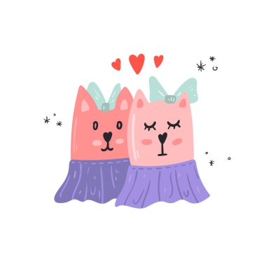 Gay Gururu LGBT gökkuşağı konsepti. Beyaz arkaplanda Doodle stili renkli vektör çizimi. Moda, iç mekan, kapak, tekstil veya arka plan için İskandinav karikatürü.