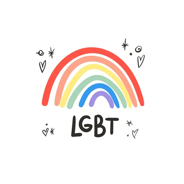 Gay Pride Conceito Arco Íris Lgbt Doodle Estilo Vetor Ilustração —  Vetores de Stock