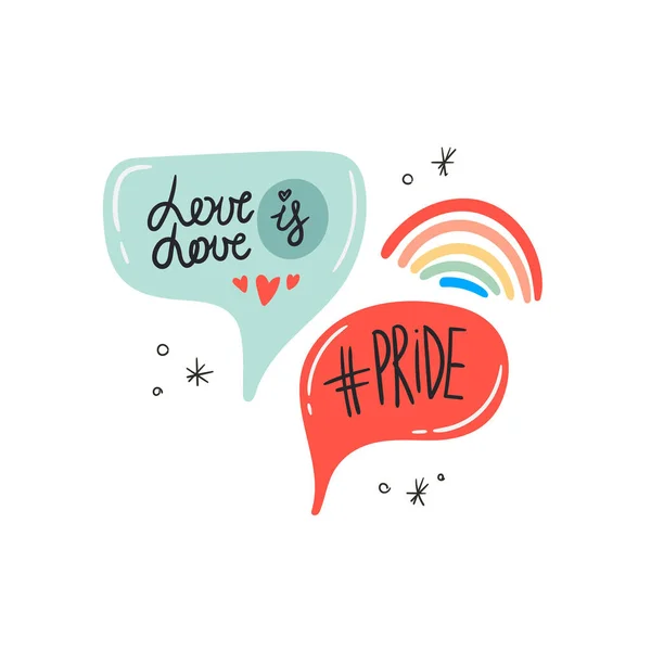 Gay Pride Conceito Arco Íris Lgbt Doodle Estilo Vetor Ilustração — Vetor de Stock