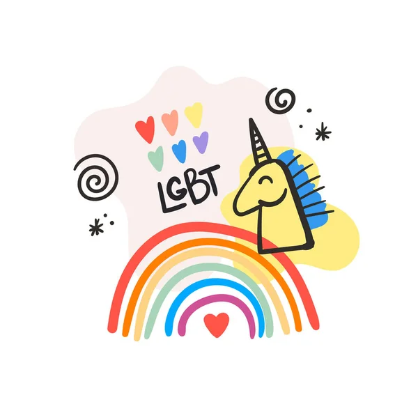 Gay Fierté Lgbt Arc Ciel Concept Illustration Vectorielle Style Caniche — Image vectorielle