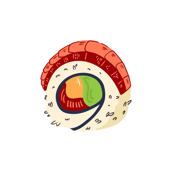 Sushi Comida Japonesa Isolado Ilustração Vetorial Cartaz Tipográfico Colorido Engraçado — Vetor de Stock