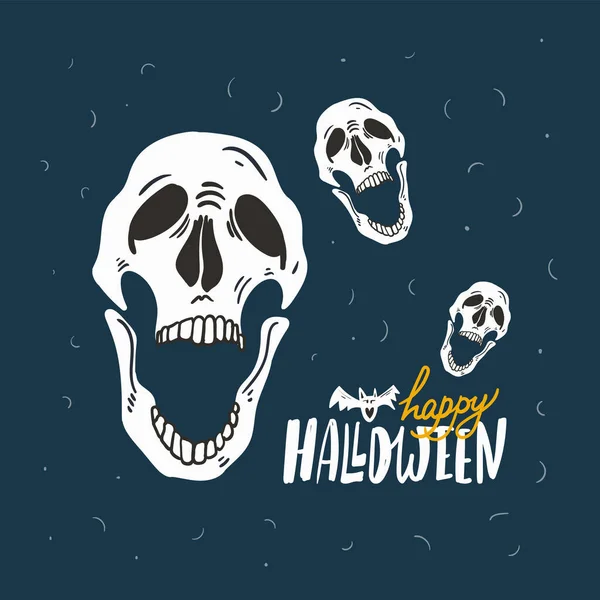 Designelemente Für Halloween Set Vorhanden Handgezeichnete Cartoon Doodles Vektorillustration Farbiges — Stockvektor