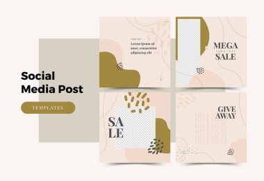 Düzenlenebilir Modern Şablon. Sosyal Medya Postası için indirimli reklam şablonu, afiş. Soyut şablona sahip zarif satış ve indirimli arka planlar. Vektör koruması. Kişisel günlük ya da dükkan için model.