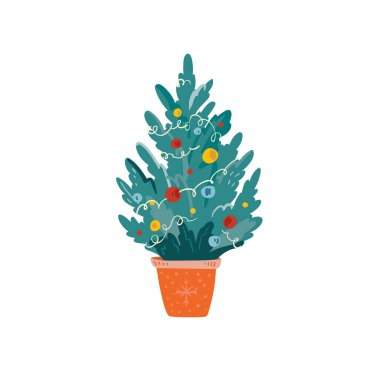 Mutlu Noeller ve mutlu yıllar illüstrasyonu. Moda tarzı. Vektör tasarım şablonu. Poster, kart, davetiye, pankart, broşür, broşür için tasarım.