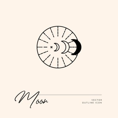 Vektör soyut logo tasarım şablonu - güneş, ay ve yıldızlar - kozmetik ve paketleme, mücevher, el yapımı veya güzellik ürünleri için soyut sembol