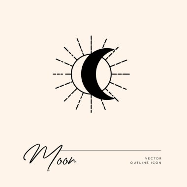 Vektör soyut logo tasarım şablonu - güneş, ay ve yıldızlar - kozmetik ve paketleme, mücevher, el yapımı veya güzellik ürünleri için soyut sembol