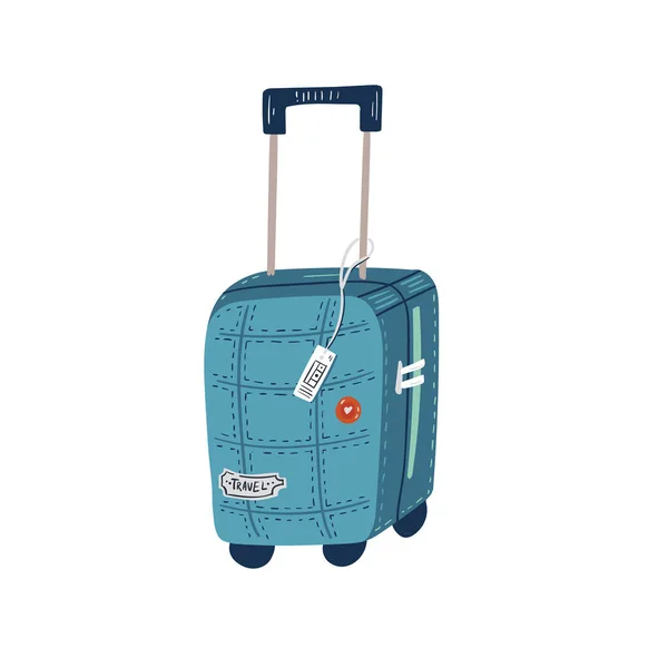 Netter Koffer Für Auslandsreisen Sommerurlaub Wandern Und Rucksackreisen Dekorative Gestaltungselemente — Stockvektor