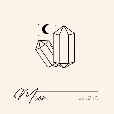 Vektör soyut logo tasarım şablonu - güneş, ay ve yıldızlar - kozmetik ve paketleme, mücevher, el yapımı veya güzellik ürünleri için soyut sembol