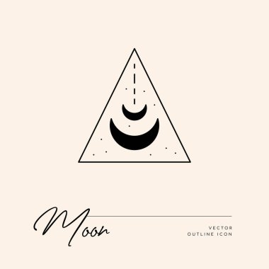 Vektör soyut logo tasarım şablonu - güneş, ay ve yıldızlar - kozmetik ve paketleme, mücevher, el yapımı veya güzellik ürünleri için soyut sembol