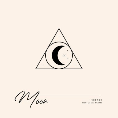 Vektör soyut logo tasarım şablonu - güneş, ay ve yıldızlar - kozmetik ve paketleme, mücevher, el yapımı veya güzellik ürünleri için soyut sembol