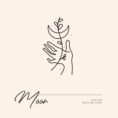 Vektör soyut logo tasarım şablonu - güneş, ay ve yıldızlar - kozmetik ve paketleme, mücevher, el yapımı veya güzellik ürünleri için soyut sembol