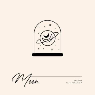 Vektör soyut logo tasarım şablonu - güneş, ay ve yıldızlar - kozmetik ve paketleme, mücevher, el yapımı veya güzellik ürünleri için soyut sembol