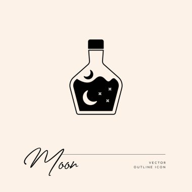 Vektör soyut logo tasarım şablonu - güneş, ay ve yıldızlar - kozmetik ve paketleme, mücevher, el yapımı veya güzellik ürünleri için soyut sembol