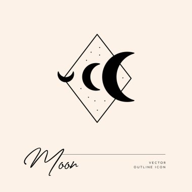 Vektör soyut logo tasarım şablonu - güneş, ay ve yıldızlar - kozmetik ve paketleme, mücevher, el yapımı veya güzellik ürünleri için soyut sembol