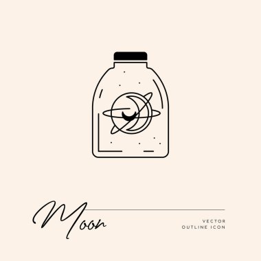 Vektör soyut logo tasarım şablonu - güneş, ay ve yıldızlar - kozmetik ve paketleme, mücevher, el yapımı veya güzellik ürünleri için soyut sembol