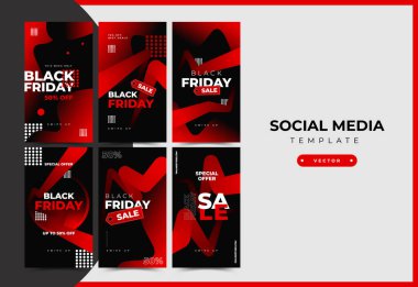 Sosyal medya mobil uygulamaları için Kara Cuma modern tanıtım web afişi. Soyut şablonlu zarif satış ve indirimli tanıtım arkaplanları.