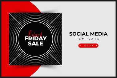 Sosyal medya mobil uygulamaları için Kara Cuma modern tanıtım web afişi. Soyut şablonlu zarif satış ve indirimli tanıtım arkaplanları.
