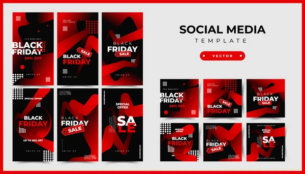Sosyal medya mobil uygulamaları için Kara Cuma modern tanıtım web afişi. Soyut şablonlu zarif satış ve indirimli tanıtım arkaplanları.