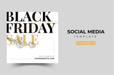 Sosyal medya mobil uygulamaları için Kara Cuma modern tanıtım web afişi. Soyut şablonlu zarif satış ve indirimli tanıtım arkaplanları.