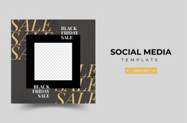 Sosyal medya mobil uygulamaları için Kara Cuma modern tanıtım web afişi. Soyut şablonlu zarif satış ve indirimli tanıtım arkaplanları.