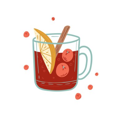 Bardaklı sıcak şarap. Noel içkisi. Sıcak içecekler. Sonbahar ve kış tatilleri