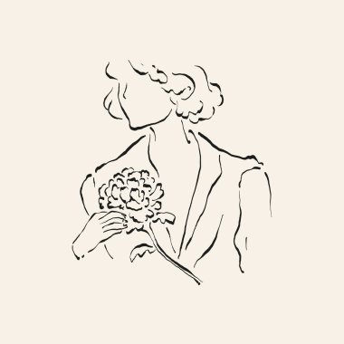 Botanik çizimi. Minimum bitki logosu, botanik çizim çizimi, çayır yeşilliği, yaprak ve çiçek açan soyut çizim elemanları koleksiyonu, köy dalı. Moda küçük dövme tasarımı, çiçek elementleri vektör illüstrasyonu