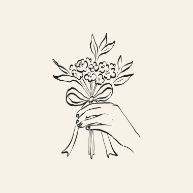 Botanik çizimi. Minimum bitki logosu, botanik çizim çizimi, çayır yeşilliği, yaprak ve çiçek açan soyut çizim elemanları koleksiyonu, köy dalı. Moda küçük dövme tasarımı, çiçek elementleri vektör illüstrasyonu