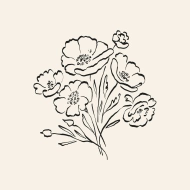 Botanik çizimi. Minimum bitki logosu, botanik çizim çizimi, çayır yeşilliği, yaprak ve çiçek açan soyut çizim elemanları koleksiyonu, köy dalı. Moda küçük dövme tasarımı, çiçek elementleri vektör illüstrasyonu